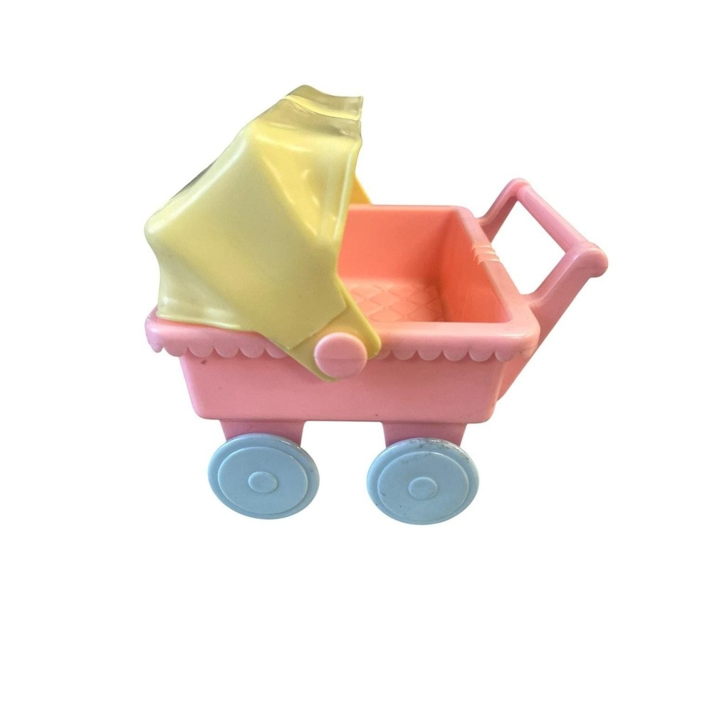 Fisher-Price Dollhouse Baby Carriage Stroller Pink Yellow Blue Plastic - Picture 3 of 4